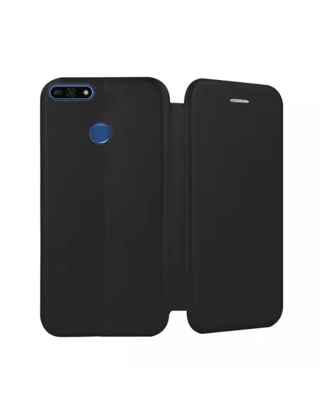 Honor 7A Etui folio cuir CLAM - Noir | Ibroz