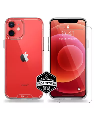 iPhone 12 Cover Space Antichoc Transparente + Verre Trempé 9H | Ibroz