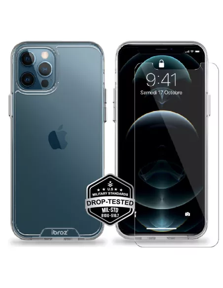 iPhone 12 Pro Max Coque Space Antichoc Transparente + Verre Trempé ...