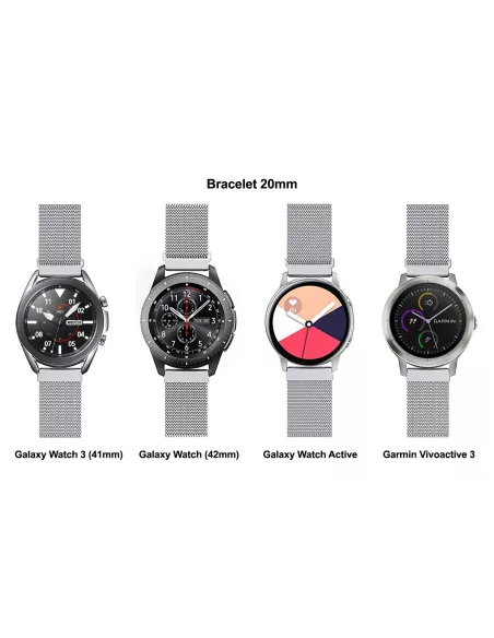 Bracelet acier maille milanaise Samsung / Huawei Watch - Silver | I...