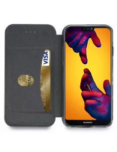 Huawei P20 Lite Etui folio cuir Clam - Noir | Ibroz 2