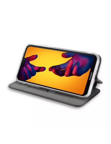 Huawei P20 Lite Etui folio cuir Clam - Noir | Ibroz