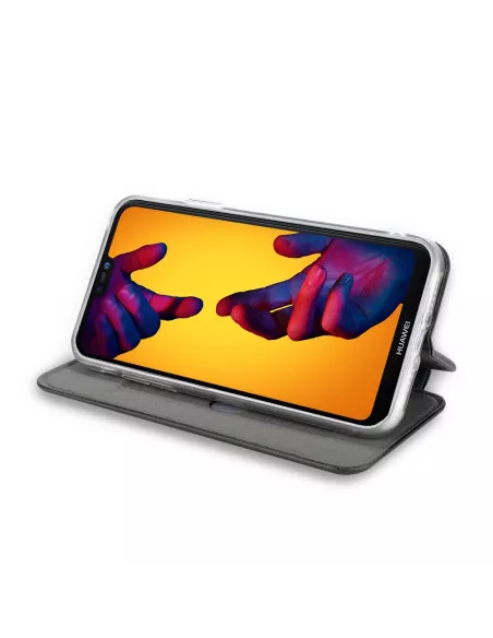 Huawei P20 Lite Etui folio cuir Clam - Noir | Ibroz