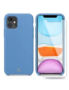 iPhone 11 Liquid Silicone + Tempered Glass Case - Sky Blue | Ibroz