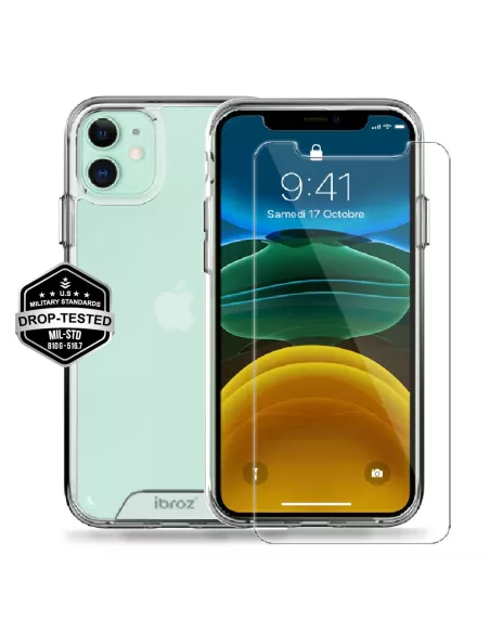 iPhone 11 Coque Space Antichoc Transparente + Verre Trempé 9H | Ibroz