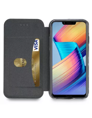 Honor Play 2019 Leather folio case Clam - Black | Ibroz