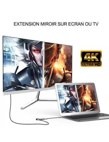 Hub 8 en 1 TIGER 8 - USB C vers PD Charge + 2 Ports USB 3.0 + 2 Por...