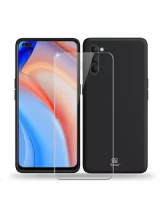 Oppo Reno 4 Coque Liquid Silicone Soft Touch+ Verre Trempé - Black |...