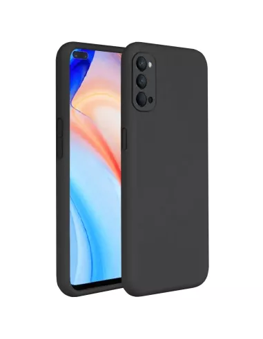 Oppo Reno 4 Coque Liquid Silicone Soft Touch+ Verre Trempé - Black |...