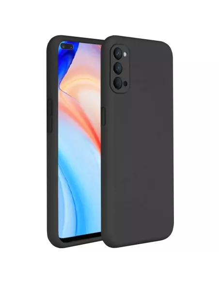 Oppo Reno 4 Coque Liquid Silicone Soft Touch+ Verre Trempé - Black |...