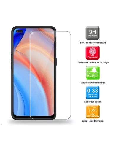 Oppo Reno 4 Coque Liquid Silicone Soft Touch+ Verre Trempé - Noir |...