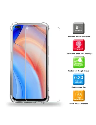 Oppo Reno 4 - Pack Coque antichocs + Protection écran 9H | Ibroz