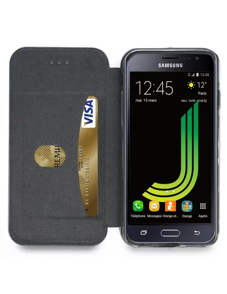 Samsung Galaxy J3 Etui Cuir Folio CLAM | Ibroz