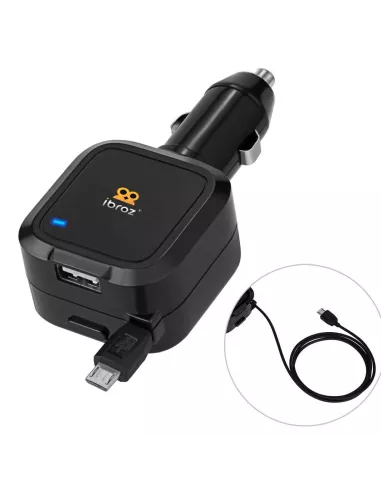 Car Charger 3.5A Retractable Cable Micro USB and USB Port | Ibroz