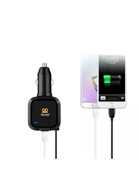 Car Charger 3.5A Retractable Cable Micro USB and USB Port | Ibroz
