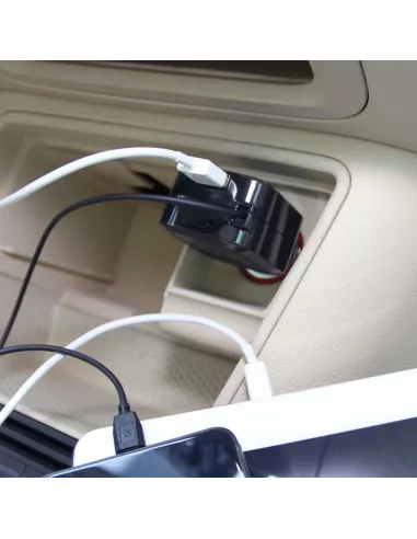 Car Charger 3.5A Retractable Cable Micro USB and USB Port | Ibroz