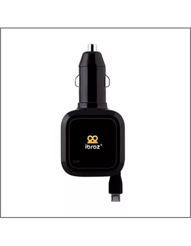 Car Charger 3.5A Retractable Cable Micro USB and USB Port | Ibroz