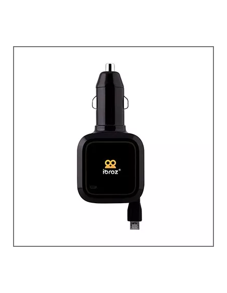 Car Charger 3.5A Retractable Cable Micro USB and USB Port | Ibroz