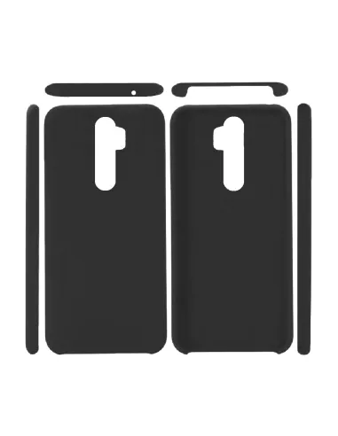 Oppo A5 Coque Liquid Silicone Soft Touch + 9H Tempered Glass - Black |...