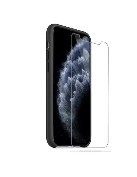 iPhone 11 Pro Max Coque Liquid Silicone + Verre trempé 9H - Black | ...