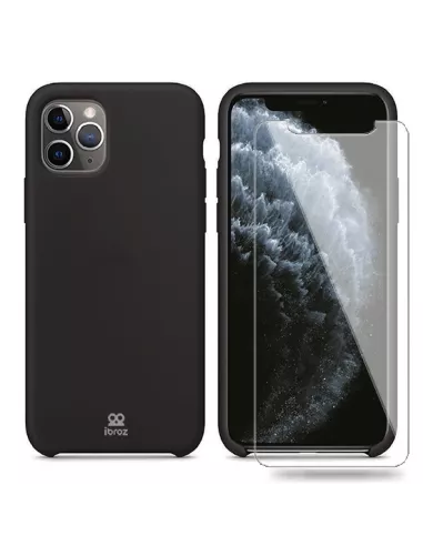 iPhone 11 Pro Max Coque Liquid Silicone + Verre trempé 9H - Noir | ...