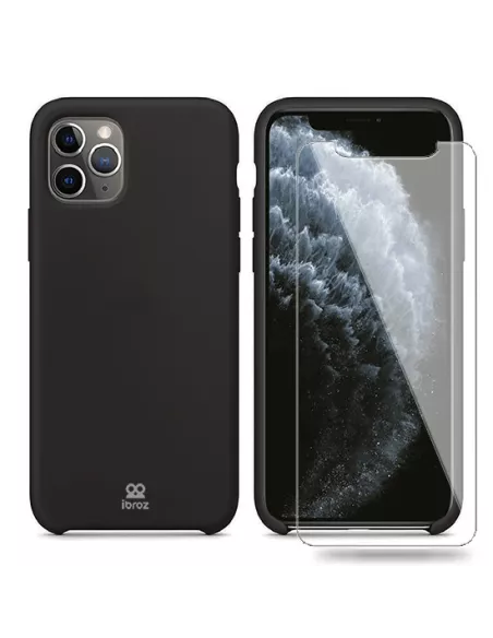 iPhone 11 Pro Max Coque Liquid Silicone + Verre trempé 9H - Noir | ...