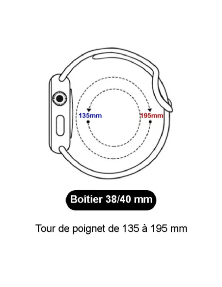 Bracelet Apple Watch 8, 7, 6, SE, 5, 4, 3 - SoftTouch - Noir | Ibroz