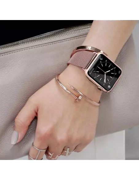 Bracelet Apple Watch 8, 7, 6, SE, 5, 4, 3 - Maille milanaise acier ...
