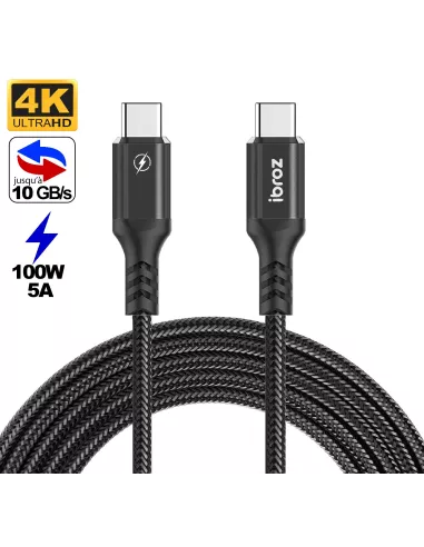 Cable USB c- USB C 100W noir
