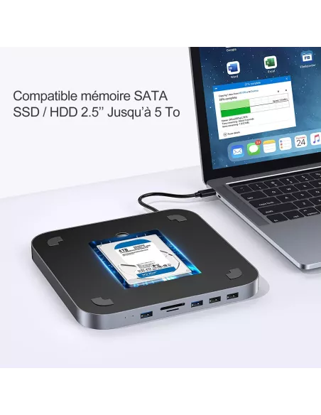 Dock MC25 Extention Mémoire SATA SSD / HDD 2.5’’ et HUB 6 en 1 USB-...