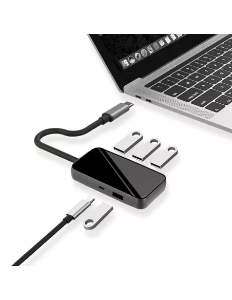 Hub 5 en 1 TIGER 5 - USB C vers PD Charge + 4 Ports USB 3.0 | Ibroz