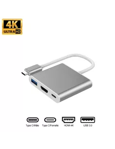 Adaptateur Video HDMI / USB-C + 1 Port USB-C + 1 Port USB 3.0 | Ibroz