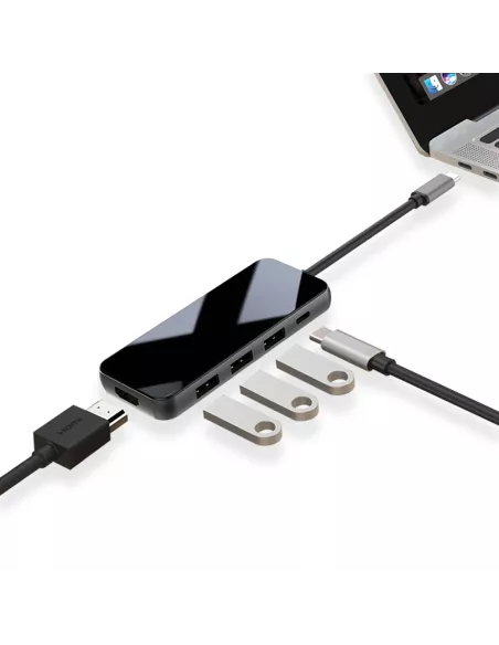 Hub 5 en 1 TIGER 5 - USB C vers PD Charge + 3 Ports USB 3.0 + HDMI ...