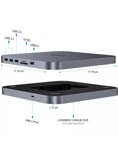 Dock MC25 Extention Mémoire SATA SSD / HDD 2.5’’ et HUB 6 en 1 USB-...