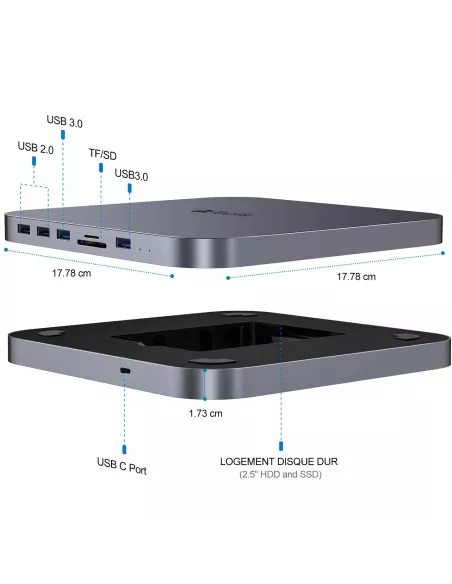 Dock MC25 Extention Mémoire SATA SSD / HDD 2.5’’ et HUB 6 en 1 USB-...