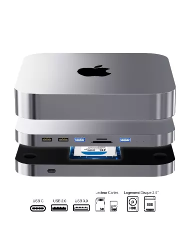 Dock MC25 Extention Mémoire SATA SSD / HDD 2.5’’ et HUB 6 en 1 USB-...