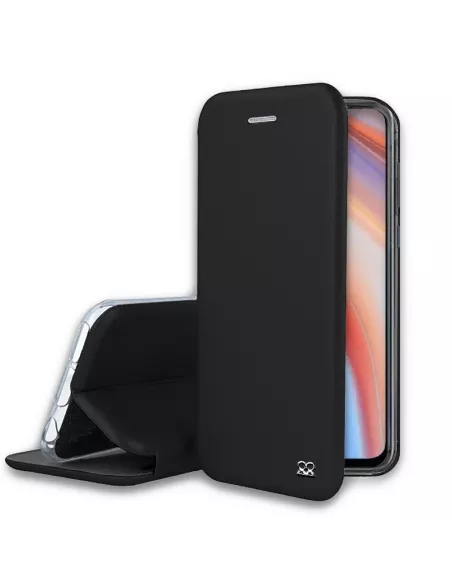Oppo Reno 4 Folio Clam Leather Case + Tempered Glass - Black | Ibroz