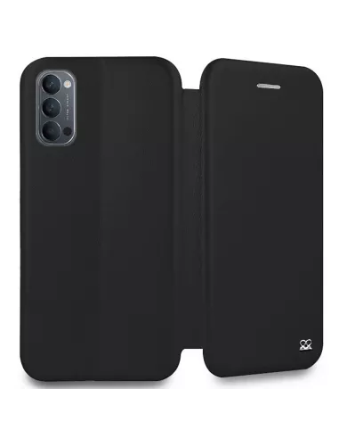 Oppo Reno 4 Folio Clam Leather Case + Tempered Glass - Black | Ibroz