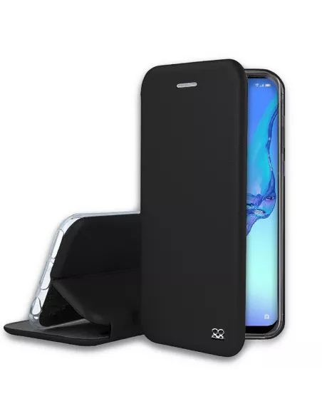 Oppo A53s Folio Clam Leather Case + Tempered Glass - Black | Ibroz
