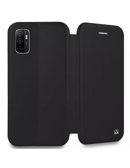 Oppo A53s Etui Cuir Folio Clam + Verre Trempé - Noir | Ibroz
