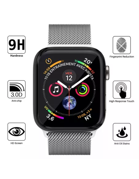 Protection écran 9H intégrale 3D Curved Apple Watch 4, 5, 6, SE, 7 ...