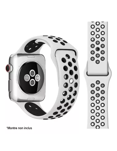 Sport Wristband Apple Watch 8, 7, 6, SE, 5, 4, 3 - White/Black | Ibroz