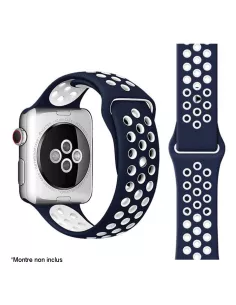 Bracelet Sport Apple Watch 7, 6, SE, 5, 4, 3 - Marine/Blanc | Ibroz