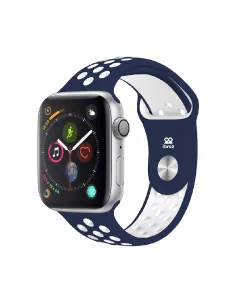 Bracelet Sport Apple Watch 7, 6, SE, 5, 4, 3 - Marine/Blanc | Ibroz 2