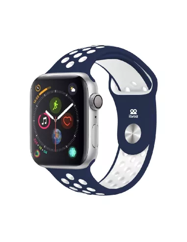 Bracelet Sport Apple Watch 7, 6, SE, 5, 4, 3 - Marine/Blanc | Ibroz