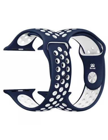 Bracelet Sport Apple Watch 7, 6, SE, 5, 4, 3 - Marine/Blanc | Ibroz