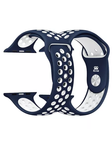 Bracelet Sport Apple Watch 7, 6, SE, 5, 4, 3 - Marine/Blanc | Ibroz
