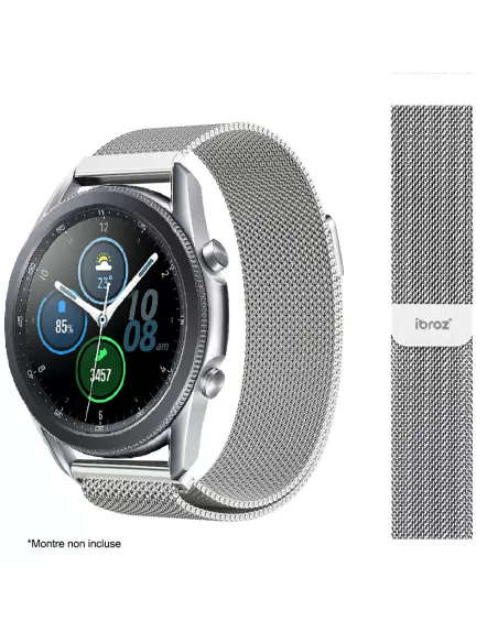 Bracelet acier maille milanaise Samsung / Huawei Watch - Silver | I...