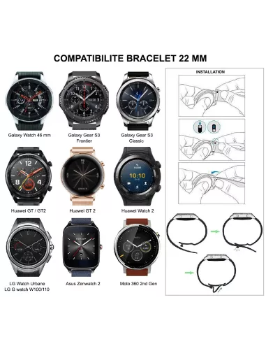 Bracelet SoftTouch Universel 22mm Samsung / Huawei - Gris | Ibroz