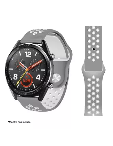 Bracelet Sport Universel Samsung Watch / Huawei Watch - Gris/Blanc ...